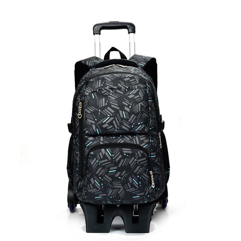 Unisex mokyklinė kuprinė iš Oxford audinio, karodinis plaid modelis, vertikali kvadrato forma, oro pagalvės dirželis, vienos krypties ratukas (kvėpuojanti, atspari dėvėjimuisi, apkrovos mažinimas)