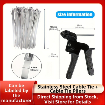 Automatiškai užrakinančios kabelių juostos kabelių kanalams, iš 304 nerūdijančio plieno, įtrauktos replės, pakuotė 100 vnt.