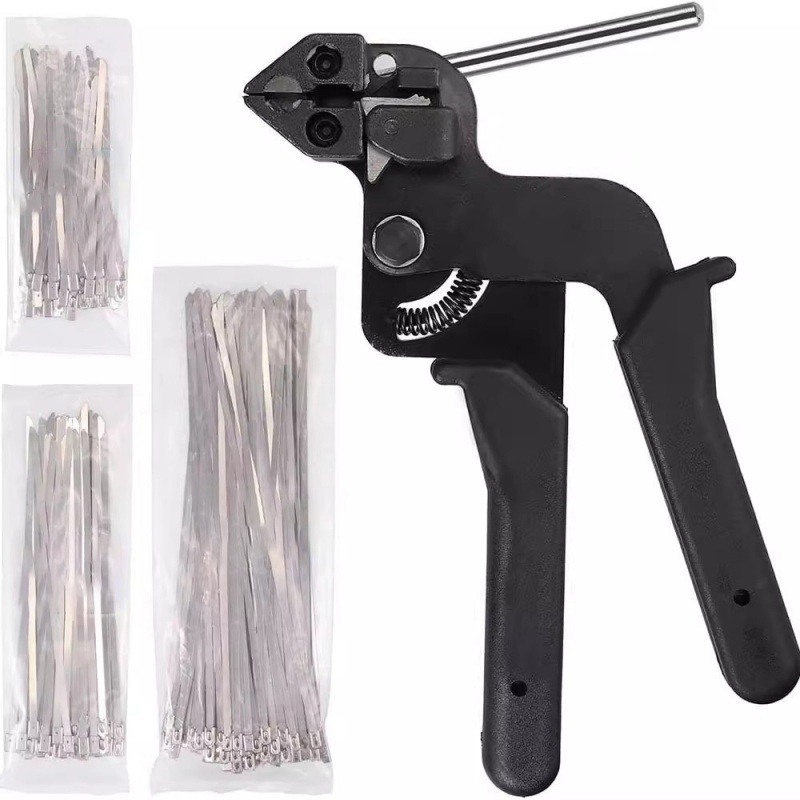 Automatiškai užrakinančios kabelių juostos kabelių kanalams, iš 304 nerūdijančio plieno, įtrauktos replės, pakuotė 100 vnt.