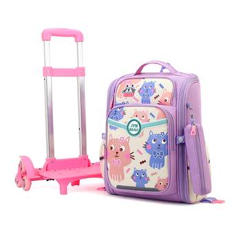 Pradinės mokyklos lagaminas su ratukais – lengvas, nailonas, atsparus vandeniui, vienakrypčiai ratukai, mažina apkrovą