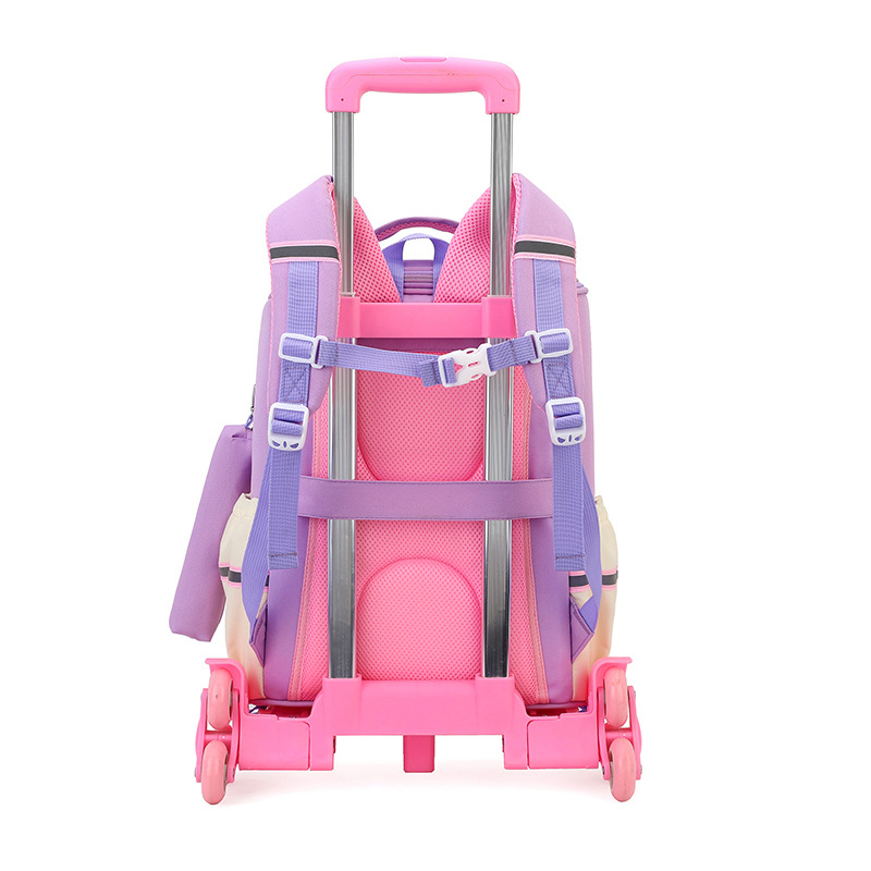 Pradinės mokyklos lagaminas su ratukais – lengvas, nailonas, atsparus vandeniui, vienakrypčiai ratukai, mažina apkrovą