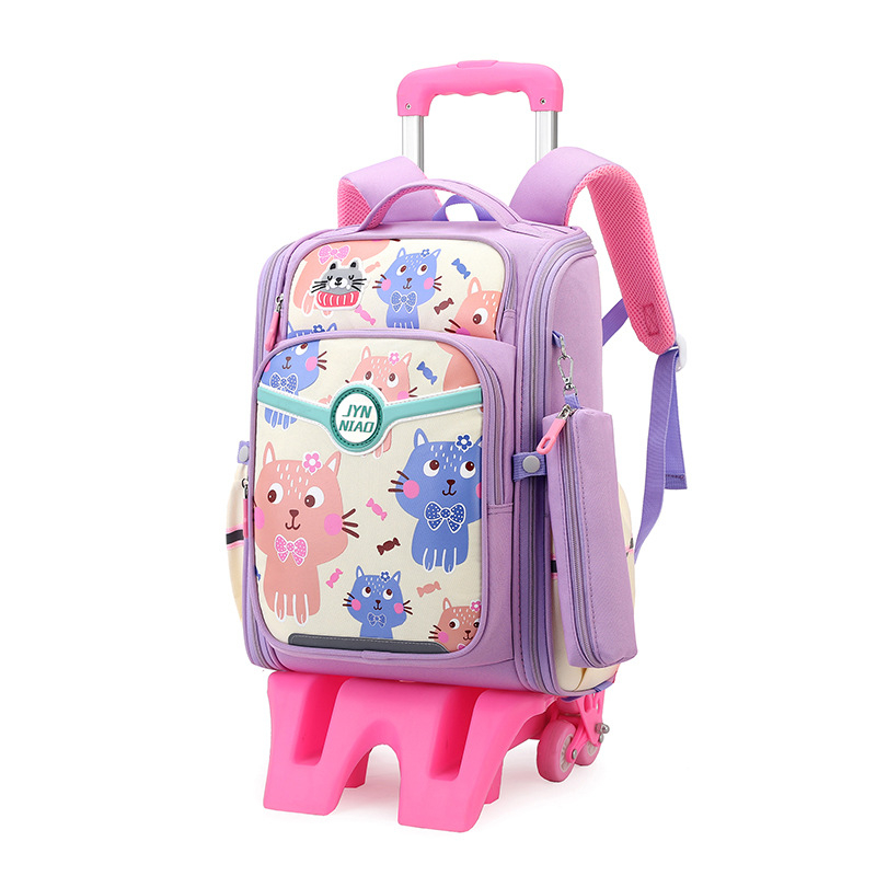 Pradinės mokyklos lagaminas su ratukais – lengvas, nailonas, atsparus vandeniui, vienakrypčiai ratukai, mažina apkrovą