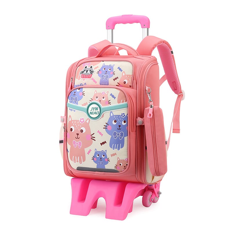 Pradinės mokyklos lagaminas su ratukais – lengvas, nailonas, atsparus vandeniui, vienakrypčiai ratukai, mažina apkrovą