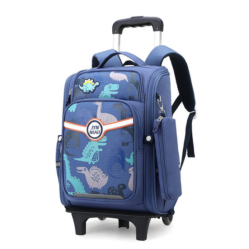 Pradinės mokyklos lagaminas su ratukais – lengvas, nailonas, atsparus vandeniui, vienakrypčiai ratukai, mažina apkrovą