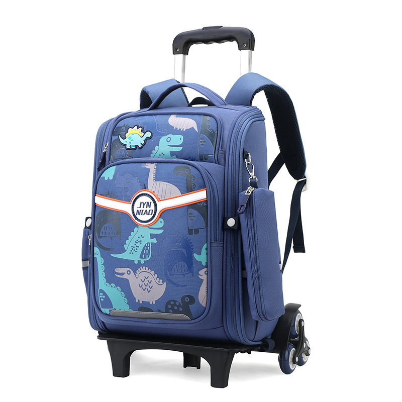 Pradinės mokyklos lagaminas su ratukais – lengvas, nailonas, atsparus vandeniui, vienakrypčiai ratukai, mažina apkrovą