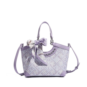 GULIVE PU rankinė per petį su Zhuang Brocade Jacquard raštu, etninio stiliaus, užtrauktukas, kriauklės formos krepšys