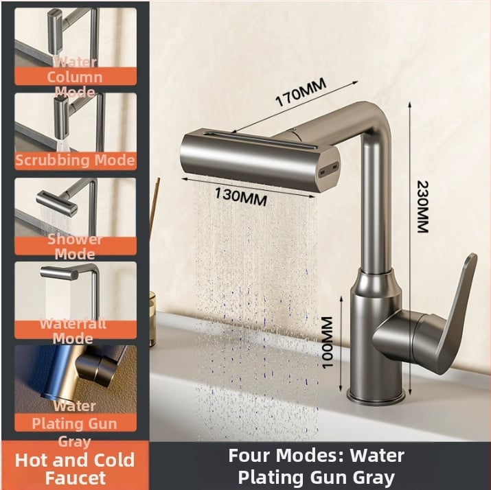 Voolava efektiiga valamukraan, roostevabast terasest, segamiskraan, lauaplaadi paigaldus, keramik ventiili disk, 0–90°C