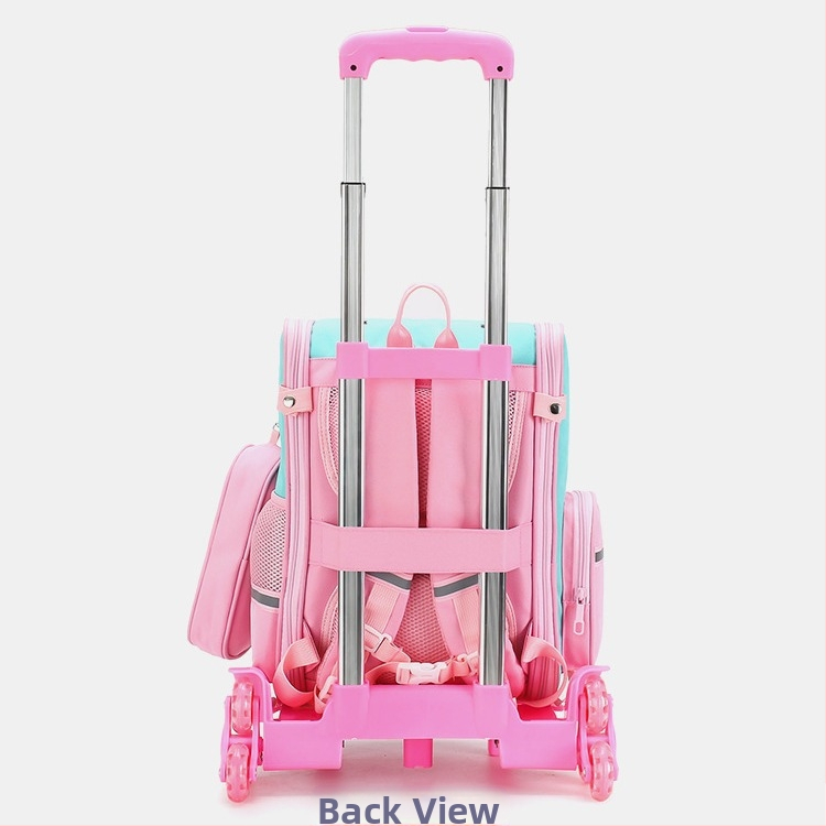 Trolley koolikott tüdrukutele, põhikool, polüester, koormuse vähendamine, ühesuunalised rattad