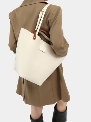 Lychee rašto retro tote krepšys, PU oda, horizontali kvadrato formos, užtrauktuko uždarymas, vidinis užtrauktuko kišenė