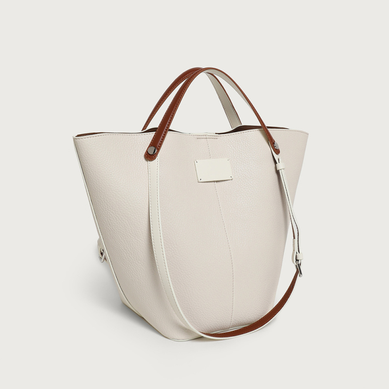 Lychee rašto retro tote krepšys, PU oda, horizontali kvadrato formos, užtrauktuko uždarymas, vidinis užtrauktuko kišenė