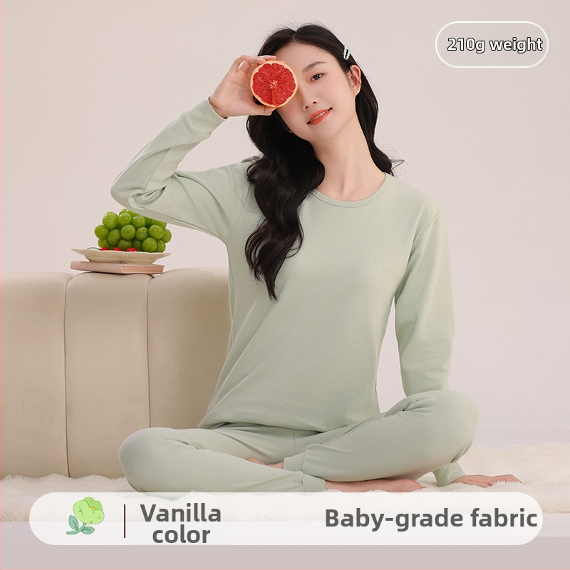 Mergaitėms skirtas medvilninis terminis pižamos komplektas – apvalios kaklo viršūnė ir kelnės, nuo 8 metų, 100% medvilnė, išlaiko šilumą