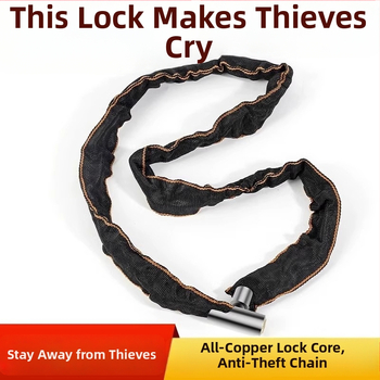 Dviračio grandininis užraktas prieš vagystę – tinka elektriniams dviračiams, motociklams ir dviračiams; Friendly prekės ženklas, modernus minimalistinis stilius