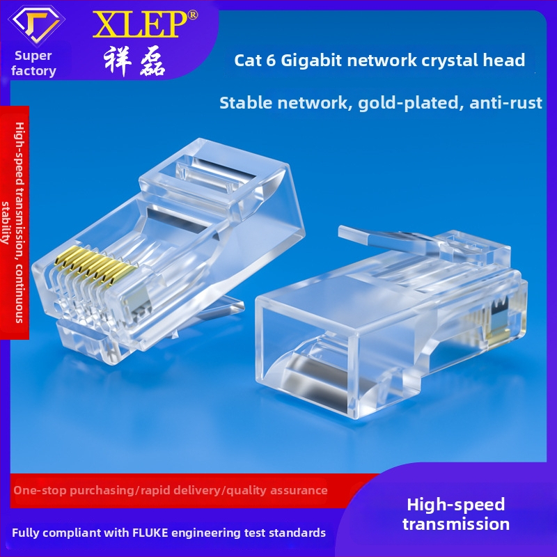 Cat6 RJ45 jungtis, 8 kontaktai, auksu dengta, grynas varis