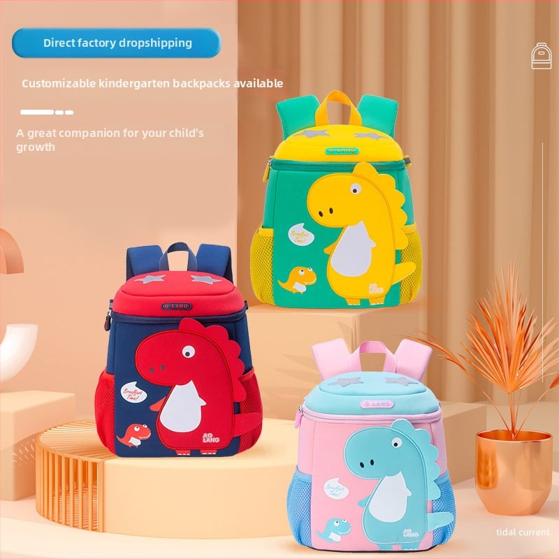 Laste karikatuur dinosauruse seljakott - hingav, veekindel, ultra kerge, selja kaitse, maht alla 20 L