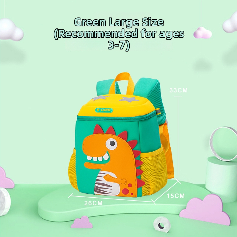 Laste karikatuur dinosauruse seljakott - hingav, veekindel, ultra kerge, selja kaitse, maht alla 20 L