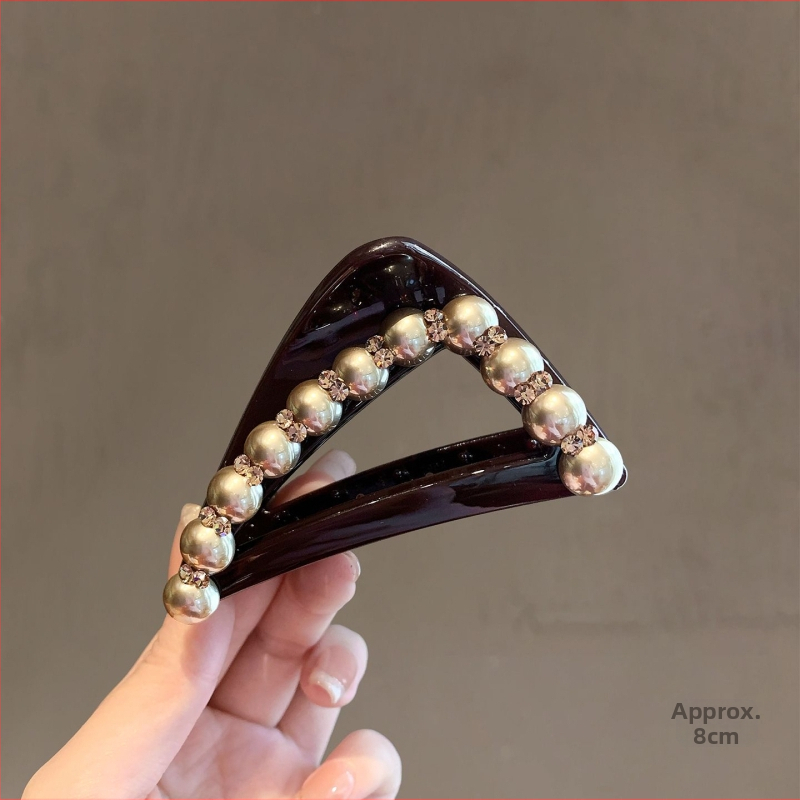 Juukseklips kolmnurkseid pärleid ja kristalle - käsitöö, haardega klips, naistele