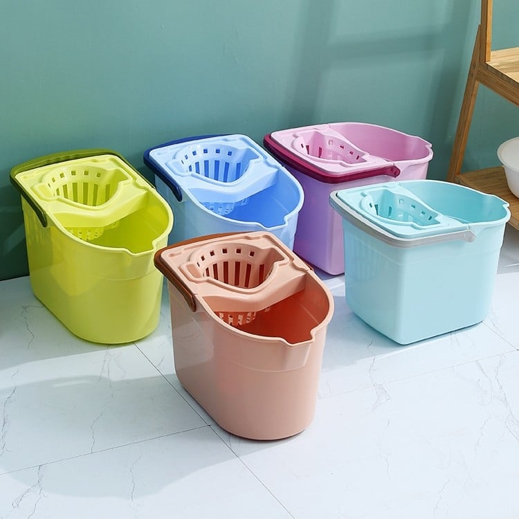 Taisnstūra mop spainis ar rotējošu presi un atdalāmu notekas grozu — 90–100% žāvēšana, slodze < 10 kg