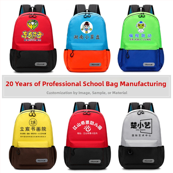 Bērnu auduma mugursoma ar drukātu logotipu – universāla, sākumskola, elpojoša un izturīga, samazina slodzi