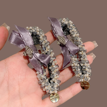 Elegantne juukseklips kristalliga, külgklips, käsitöö, naistele