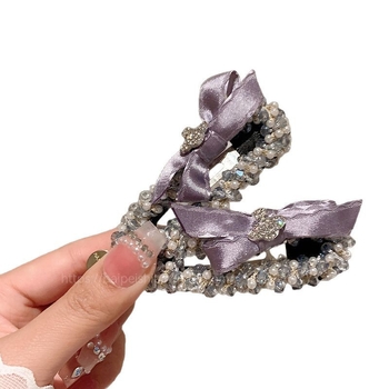 Elegantne juukseklips kristalliga, külgklips, käsitöö, naistele