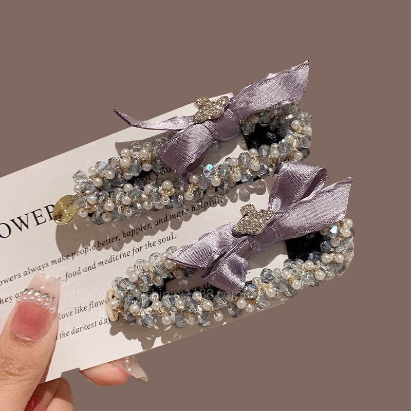 Elegantne juukseklips kristalliga, külgklips, käsitöö, naistele