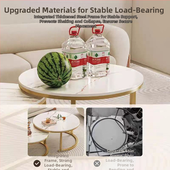 Kavos staliukas su apvaliu kraštų, plieno rėmas, viršus iš tankios plokštės, modernus minimalistinis Šiaurės stilius, modelis 001, surinkimas reikalingas.