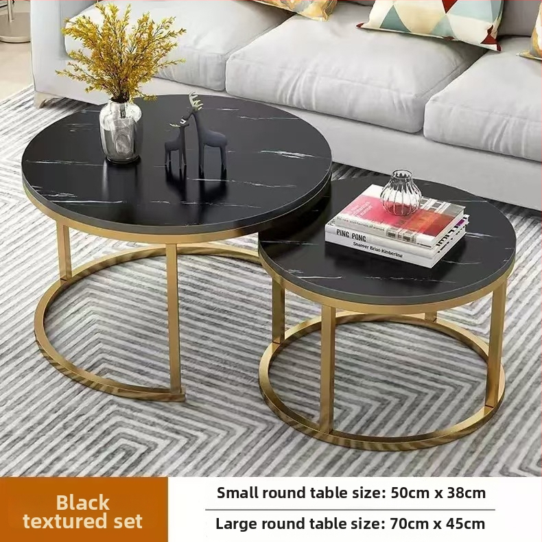 Kavos staliukas su apvaliu kraštų, plieno rėmas, viršus iš tankios plokštės, modernus minimalistinis Šiaurės stilius, modelis 001, surinkimas reikalingas.