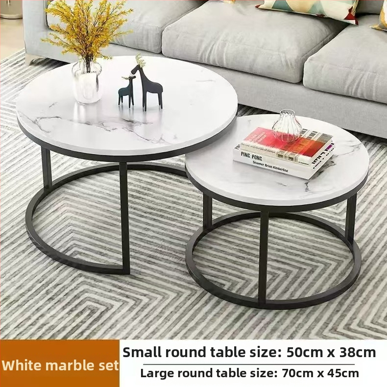 Kavos staliukas su apvaliu kraštų, plieno rėmas, viršus iš tankios plokštės, modernus minimalistinis Šiaurės stilius, modelis 001, surinkimas reikalingas.