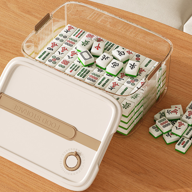 Kutija za Mahjong velike kapacitete – prozirna, prenosiva, kvadratnog dizajna, stolni organizer s poklopcem, 12 L, PP plast, otporna na prašinu, japanski stil