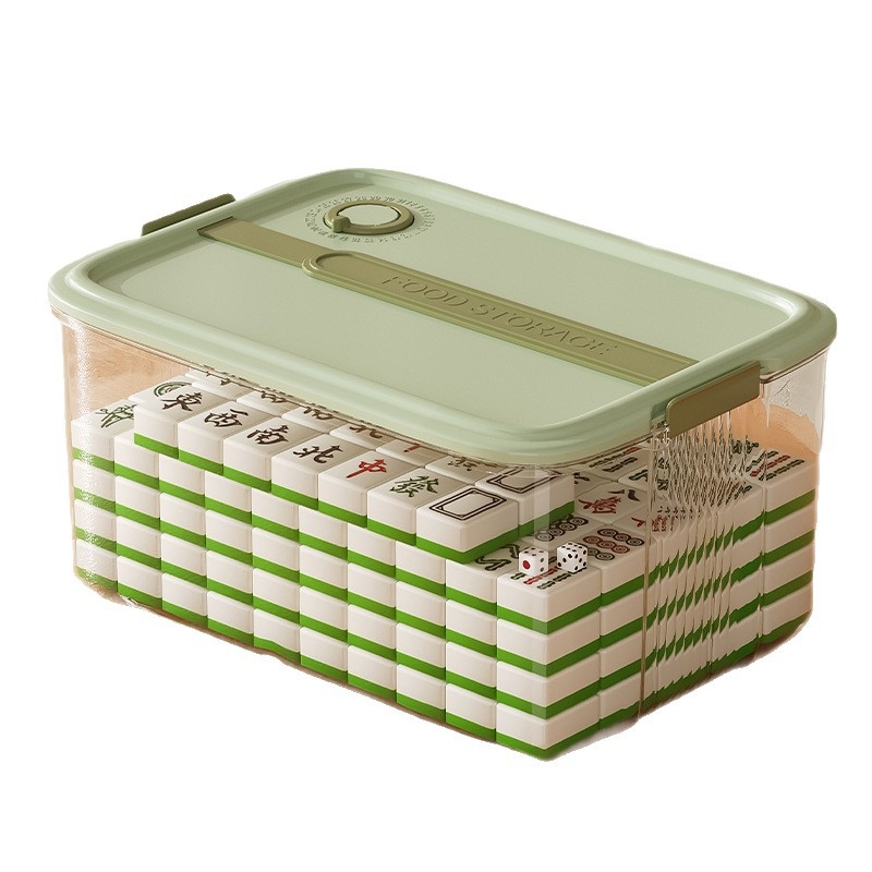 Kutija za Mahjong velike kapacitete – prozirna, prenosiva, kvadratnog dizajna, stolni organizer s poklopcem, 12 L, PP plast, otporna na prašinu, japanski stil