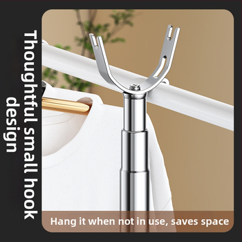 Izvelkama nerūsējošā tērauda drēbju žāvēšanas stienis ar dakšas galvu balkona lietošanai – mūsdienīgs minimālisma dizains