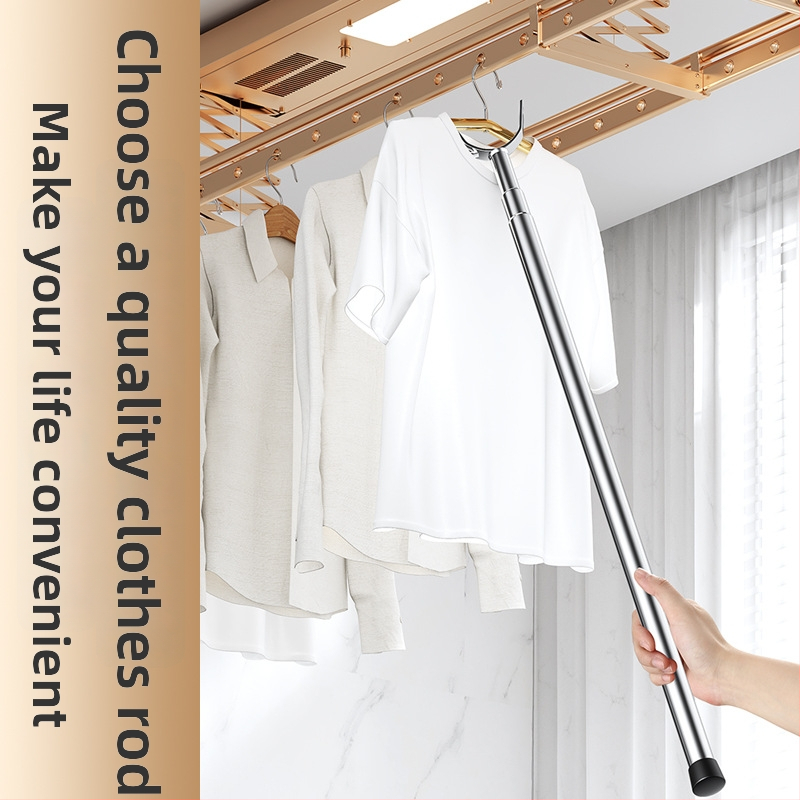 Izvelkama nerūsējošā tērauda drēbju žāvēšanas stienis ar dakšas galvu balkona lietošanai – mūsdienīgs minimālisma dizains