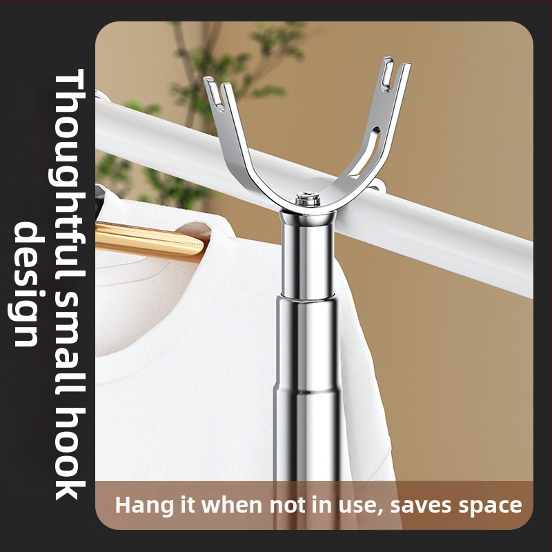 Izvelkama nerūsējošā tērauda drēbju žāvēšanas stienis ar dakšas galvu balkona lietošanai – mūsdienīgs minimālisma dizains