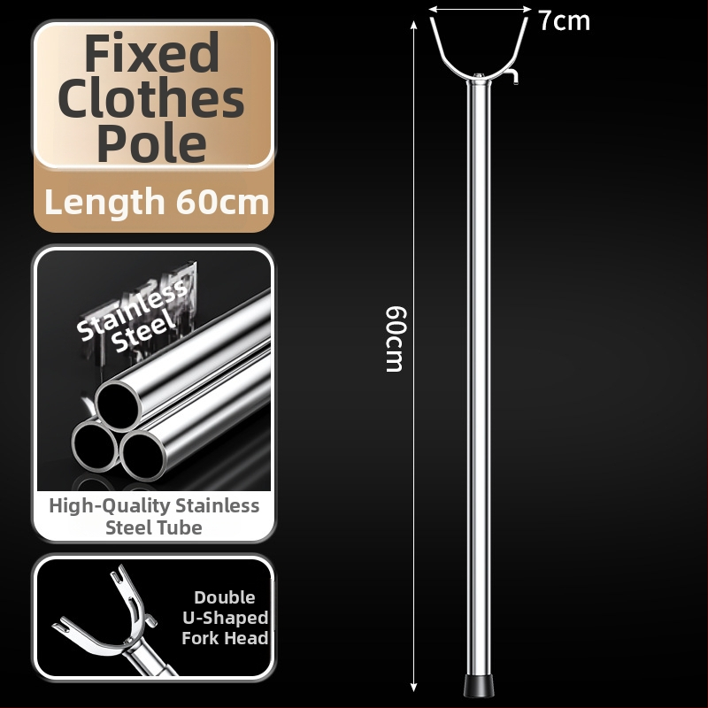 Izvelkama nerūsējošā tērauda drēbju žāvēšanas stienis ar dakšas galvu balkona lietošanai – mūsdienīgs minimālisma dizains