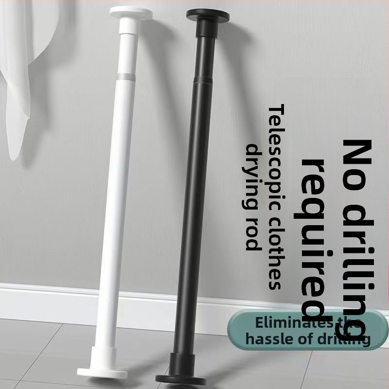 Be gręžimo teleskopinė drabužių lazda balkono ir vonios patalpoms, plastikinė vidinė džiovinimo lazda, šiuolaikiškas stilius