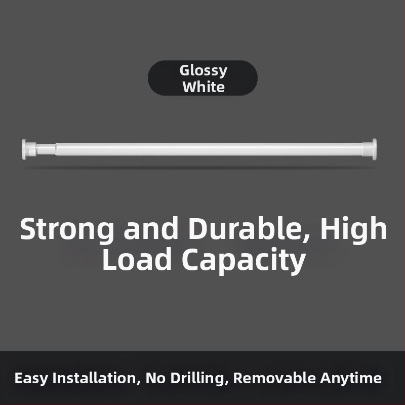 Be gręžimo teleskopinė drabužių lazda balkono ir vonios patalpoms, plastikinė vidinė džiovinimo lazda, šiuolaikiškas stilius