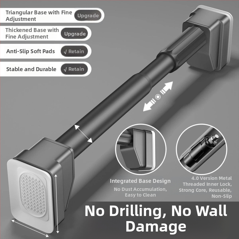 Be gręžimo teleskopinė drabužių lazda balkono ir vonios patalpoms, plastikinė vidinė džiovinimo lazda, šiuolaikiškas stilius