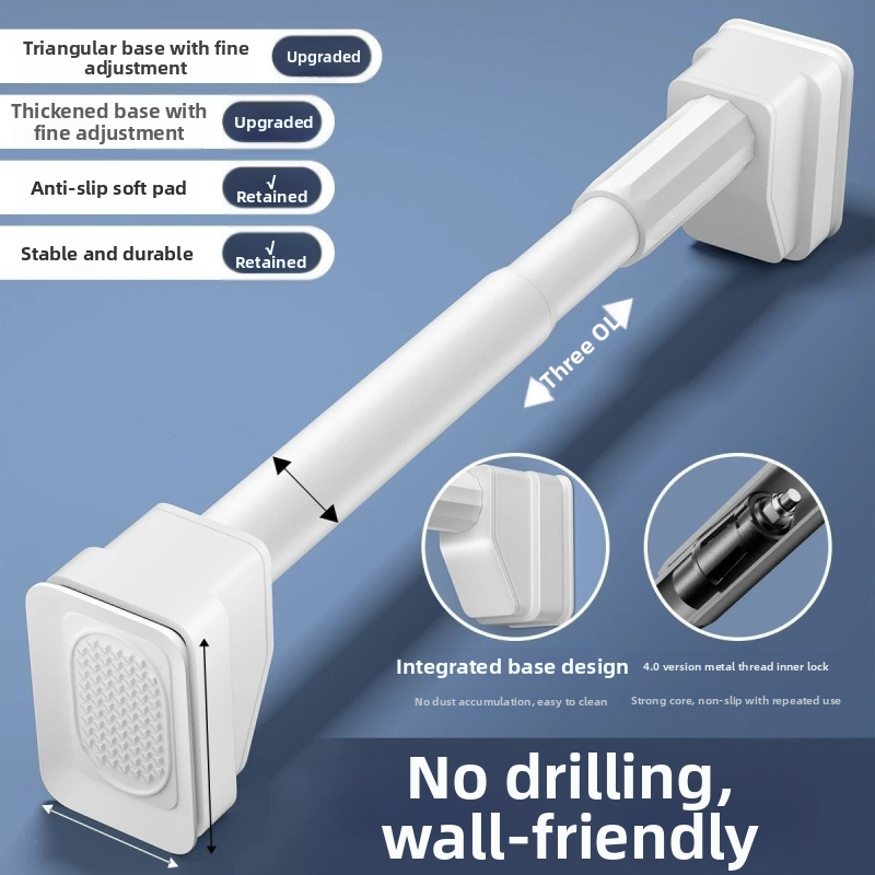 Be gręžimo teleskopinė drabužių lazda balkono ir vonios patalpoms, plastikinė vidinė džiovinimo lazda, šiuolaikiškas stilius