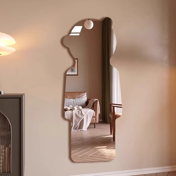 Πλαστικό πλαίσιο, ιταλικού στυλ, ασύμμετρο ολόσωμο καθρέφτης για τοίχο, αυτοκόλλητος ακρυλικός, κωδ. 2bcbj3x3