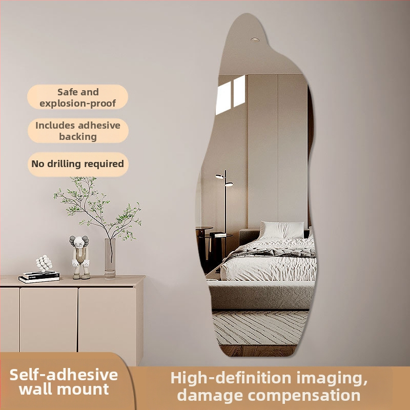 Plastiko rėmo, itališko stiliaus, netaisyklingos formos viso ūgio veidrodis, sieninis lipuojamas akrilinis veidrodis, kodas 2bcbj3x3