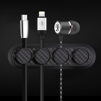 CT-050 magnetinis kabelių laikiklis mobiliesiems telefonams – anglies pluošto tekstūra, ABS/PA medžiaga, galingi magnetai