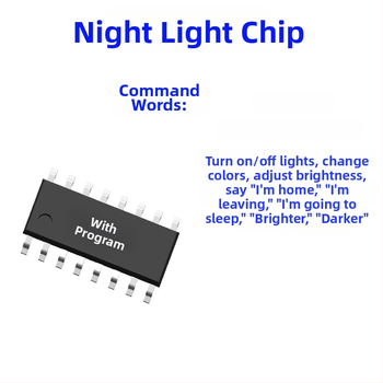 Offline kalbos atpažinimo IC su mikrovaldiklio valdymu naktinei lempai ir pranešimų jungikliui - LS, 3.3V