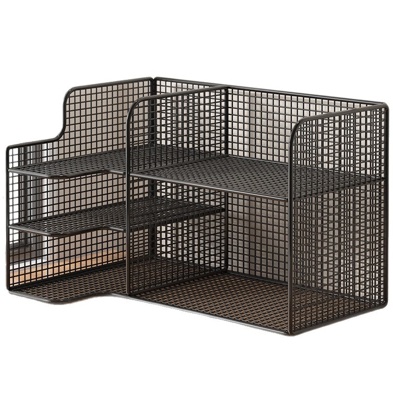 Stolni organizator za dokumente – metalni, 3-slojni, višenamjenski, moderan minimalistički stil