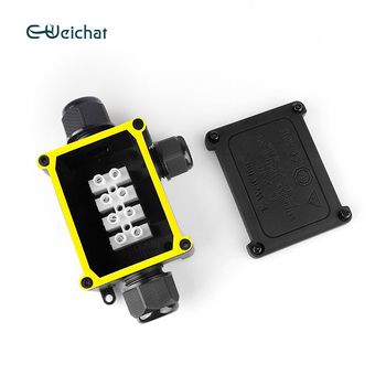 Cutie de joncțiune LED impermeabilă pentru exterior, 1 intrare, 2 ieșiri, carcasă din plastic, model EW-M2068(S)-3T