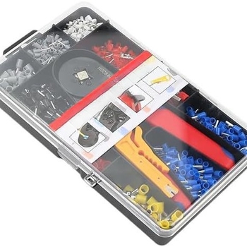 Bloc terminal de tip tubular, presare la rece, set plastic cu 1200 bucăți și clește de sertizare