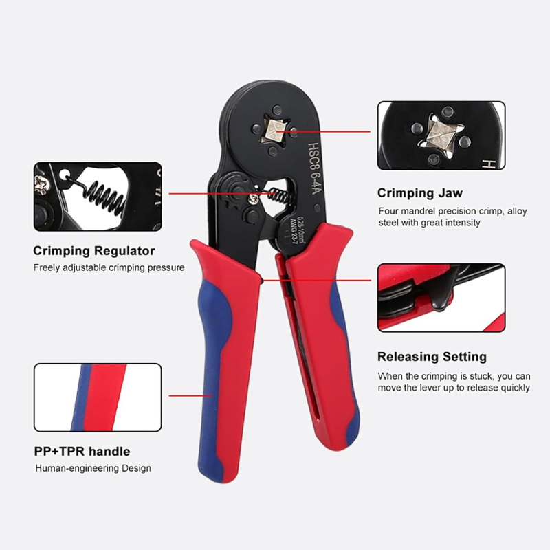 Bloc terminal de tip tubular, presare la rece, set plastic cu 1200 bucăți și clește de sertizare