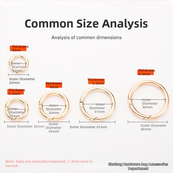 Maišų metalo aksesuarai – model BG-19, prekės ženklas Sufeng, spyruoklinis žiedas iš cinko lydinio, personalizavimas galimas