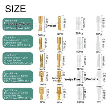 Weijie 1 polių laidų terminalų rinkinys automobilių elektronikai, 450 vnt.