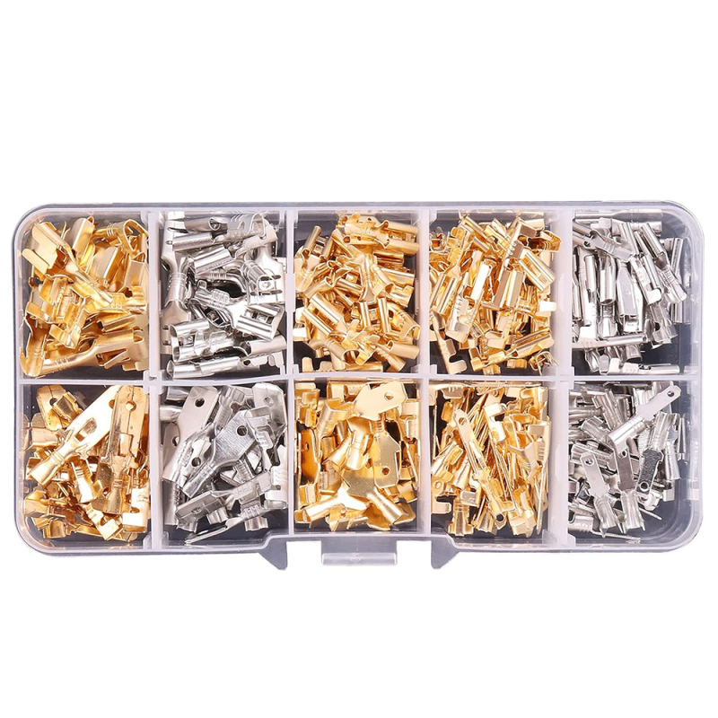 Terminal spade crimp plug spring, mono-polar, pentru electronice auto.