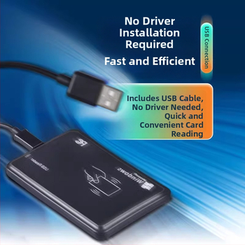 ICID prieigos kontrolėi skirtas kortelių skaitytuvas, dviejų dažnių, USB be vairuotojo, kortų išdavimų modulis (Jutiklio atstumas 1–5; Skaitymo laikas 0.5; Saugojimo talpa 1024)